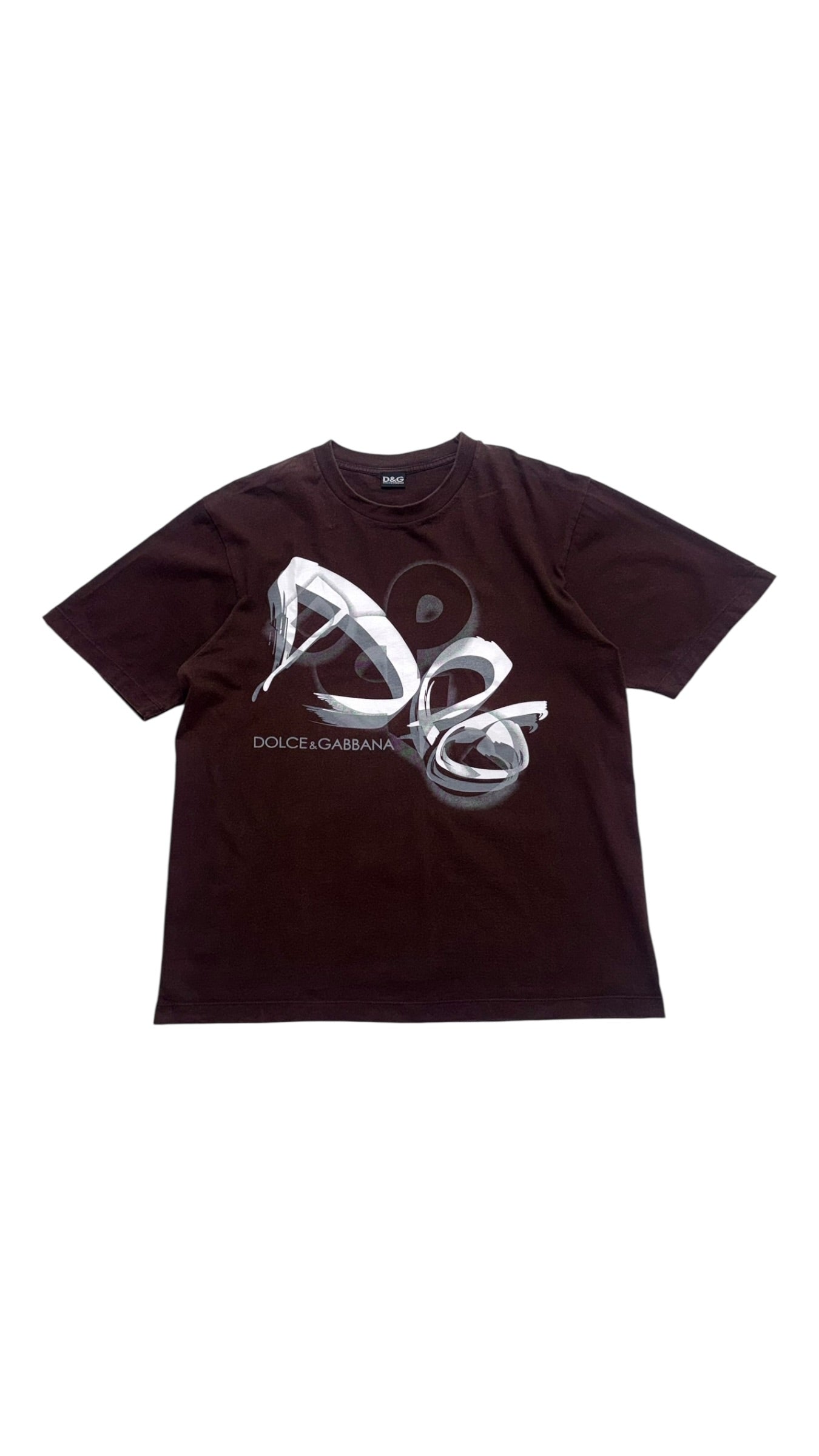 90s Dolce & Gabbana Brown Graphic T Shirt