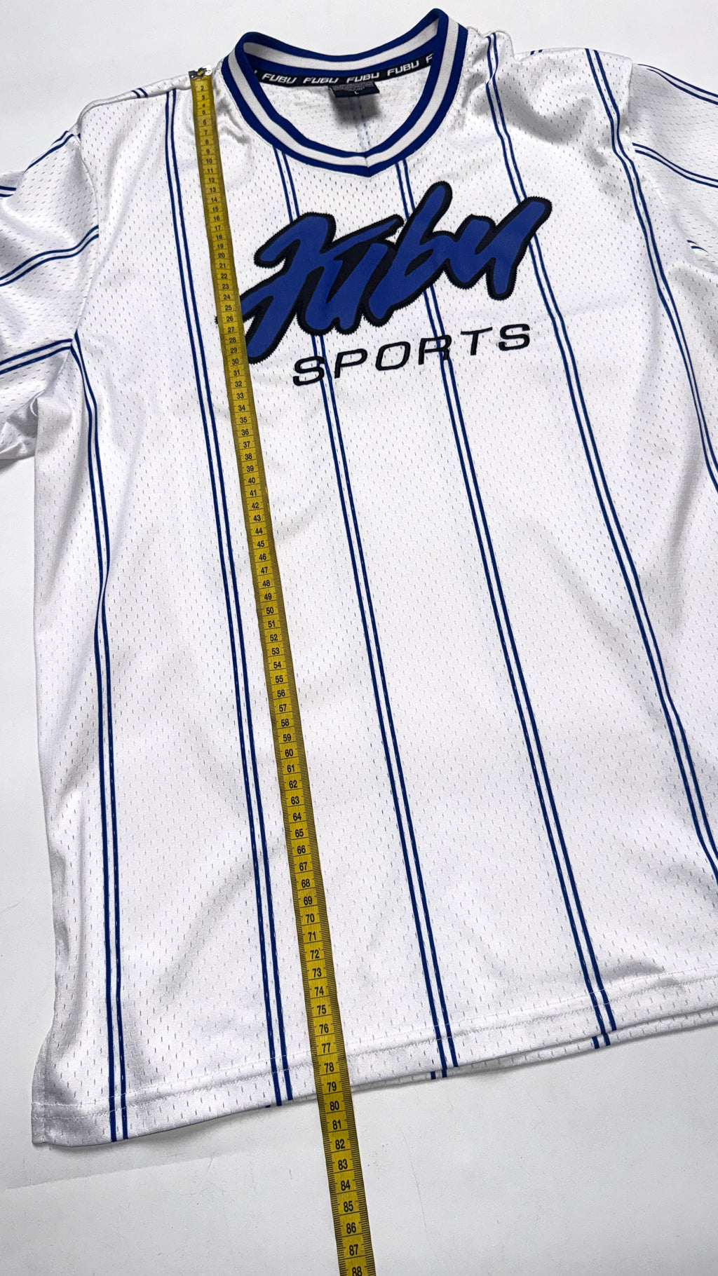 2000s FUBU White/Blue Stripped Jersey (L)