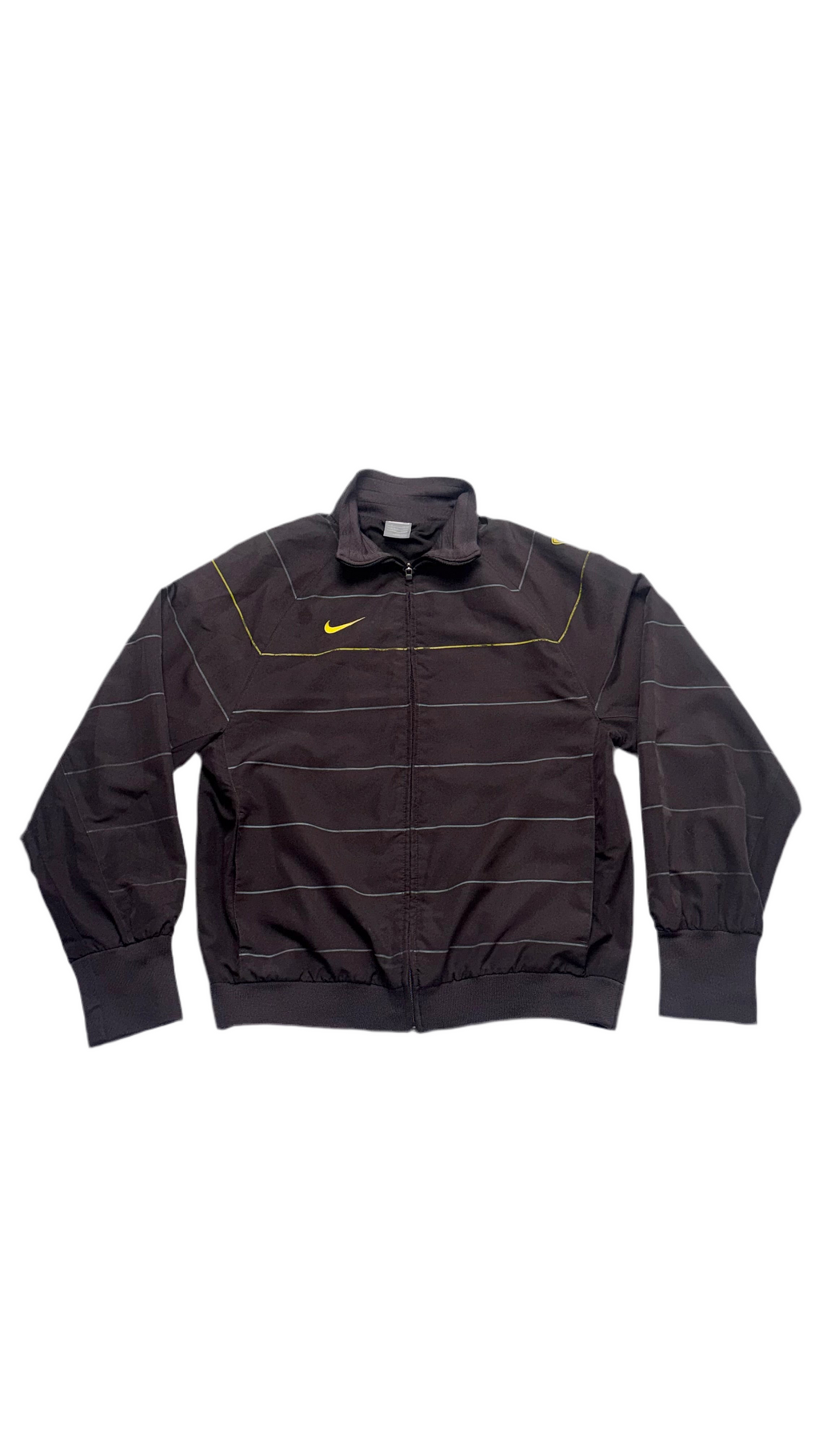 2000s Nike Brown Striped Track Jacket