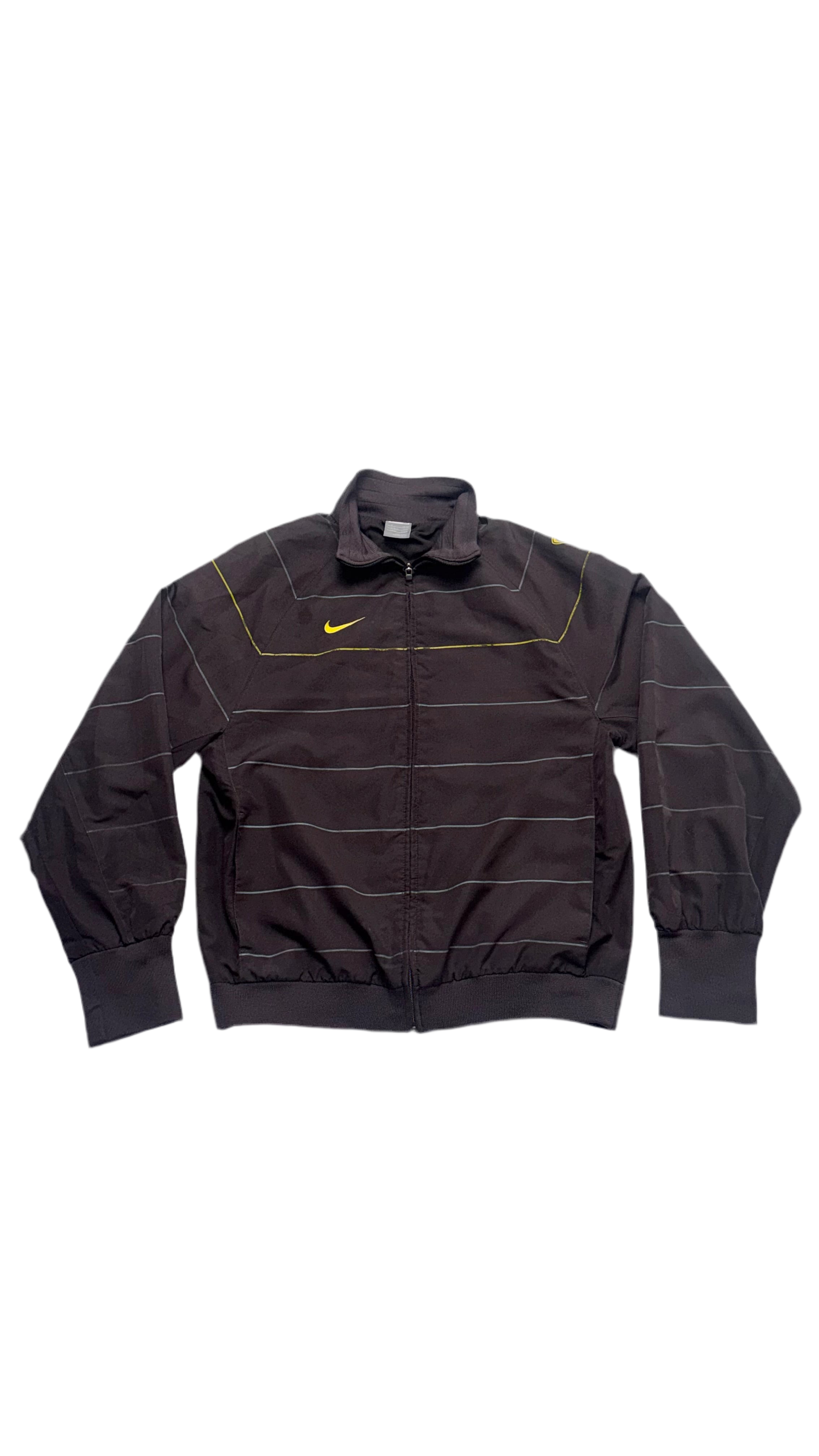 2000s Nike Brown Striped Track Jacket