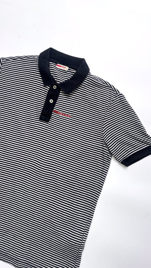 2000s PRADA Striped Polo Shirt