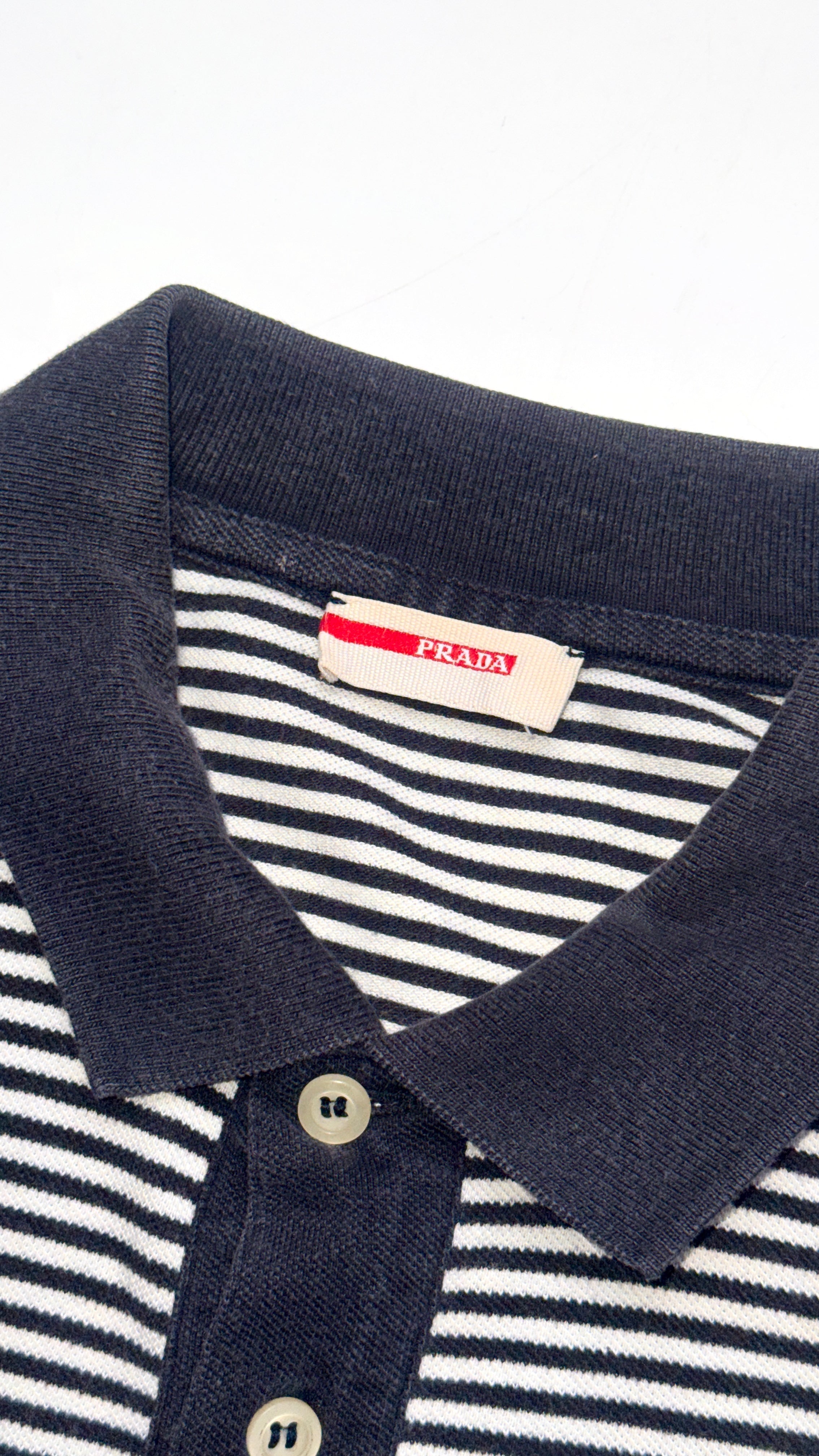 2000s PRADA Striped Polo Shirt