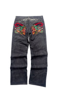 Vintage Ed Hardy Skulls Embroidered Baggy Jeans Lot 2008