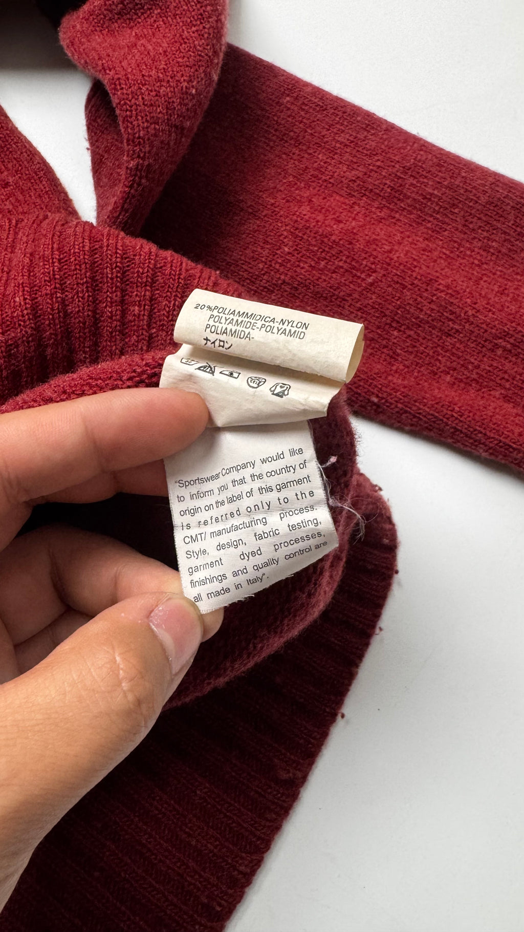 SS06 Vintage Stone Island V-Neck Burgundy Red Knitted Sweater