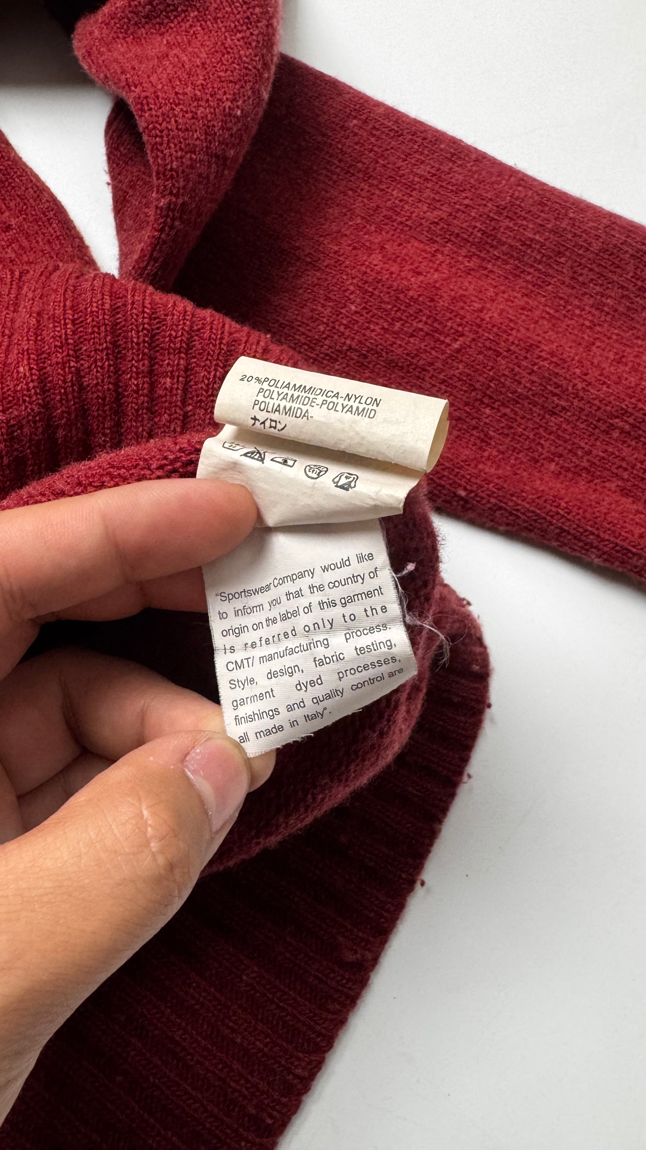 SS06 Vintage Stone Island V-Neck Burgundy Red Knitted Sweater