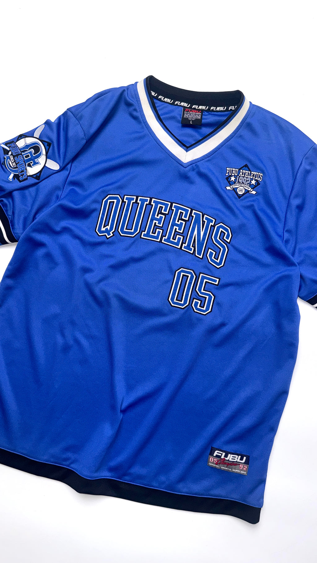 2000s FUBU Blue Jersey “QUEENS”