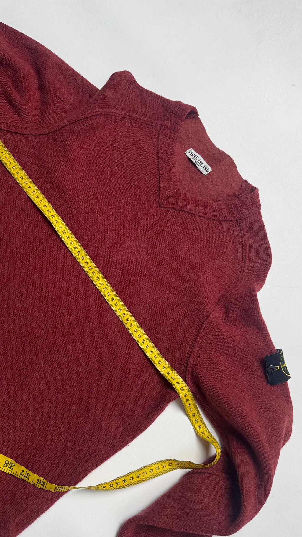 SS06 Vintage Stone Island V-Neck Burgundy Red Knitted Sweater