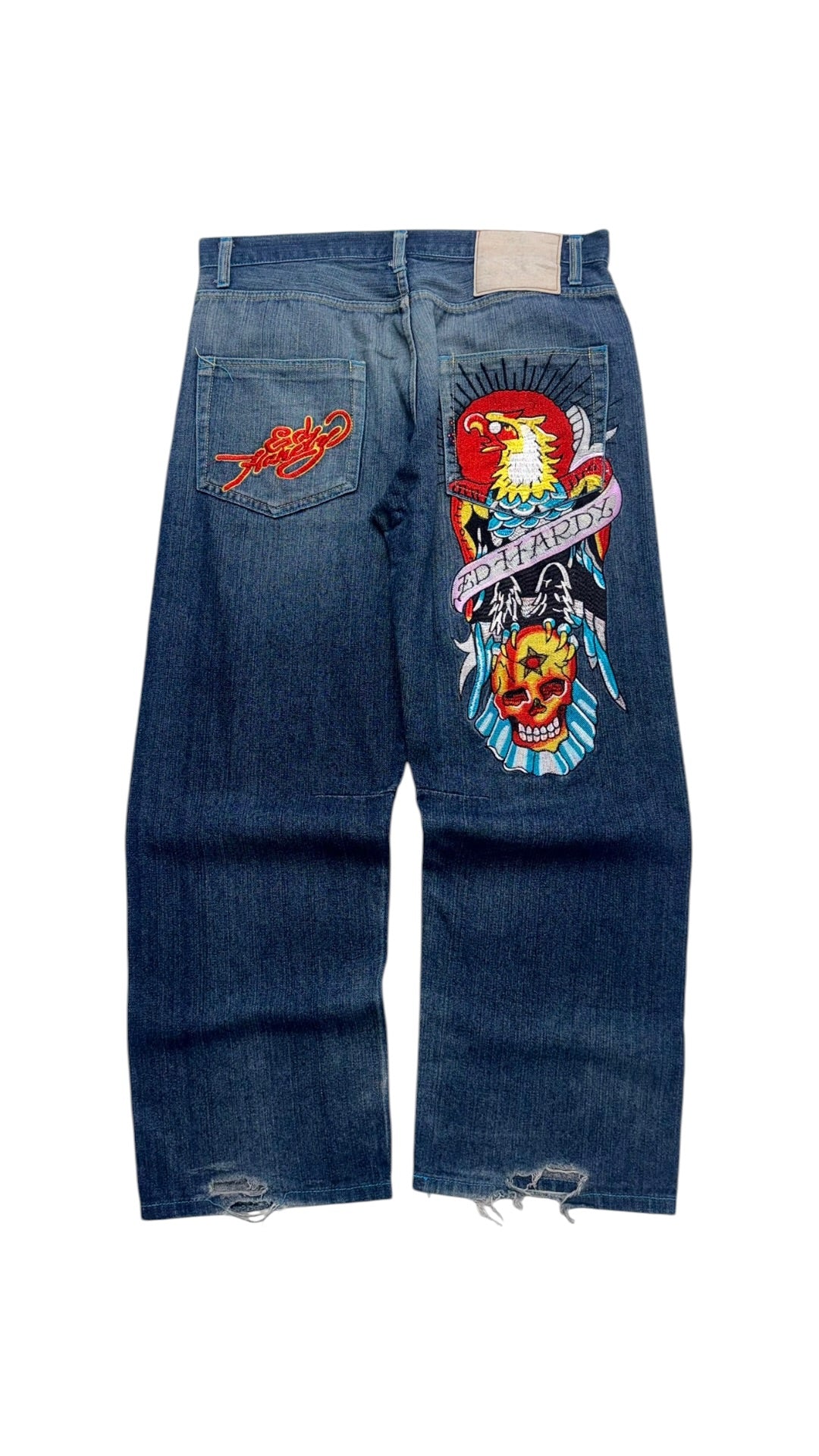 2000s Ed Hardy Dragon Embroidered Denim Baggy Jeans
