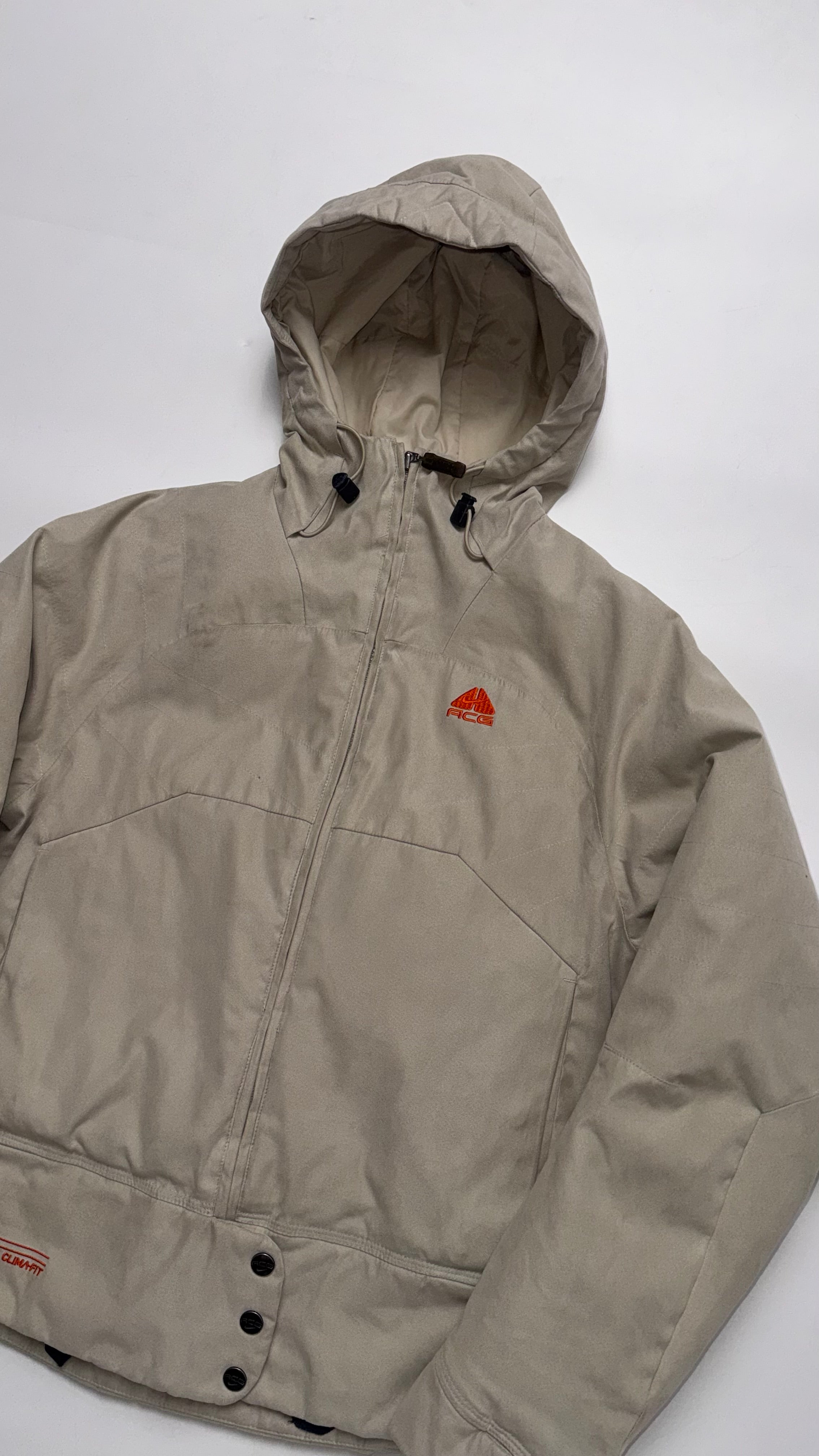 Vintage Nike ACG Women's Tan Puffer Goose Down Coat Jacket