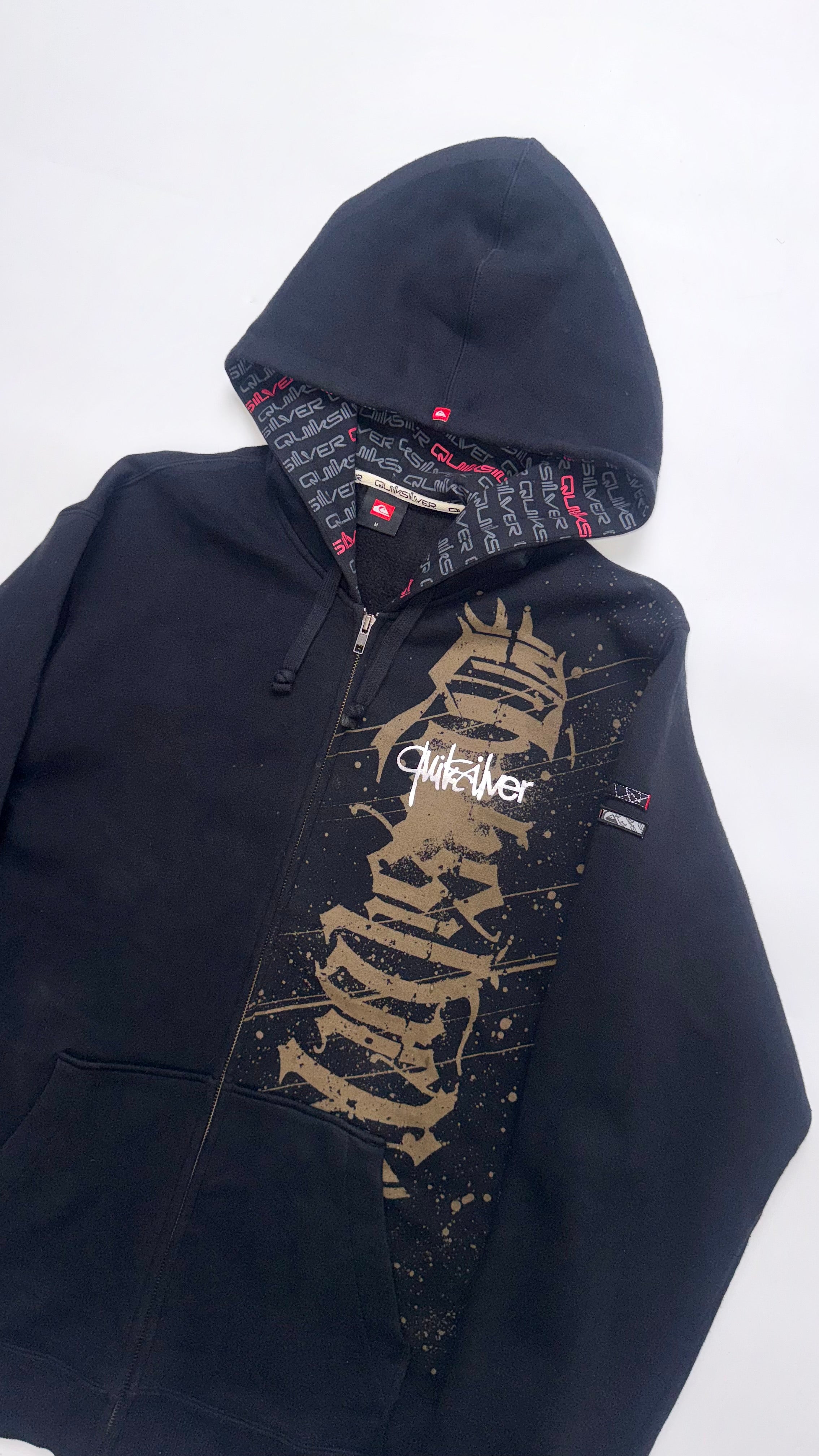 2000s Vintage Quicksilver Baggy Zip Up Hooded Jacket