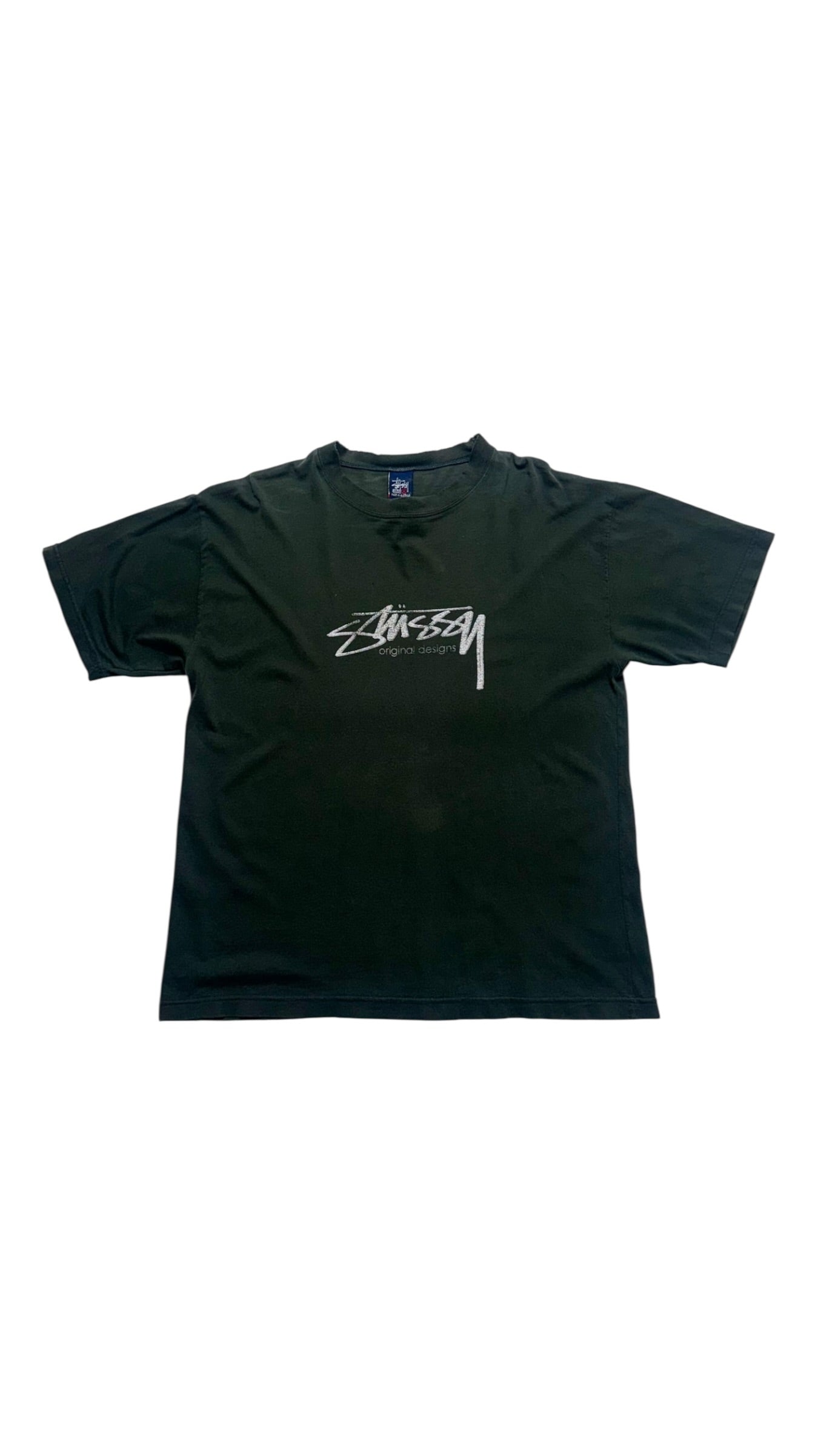 Vintage 90s Faded/Thrashed Dark Green Stussy T shirt